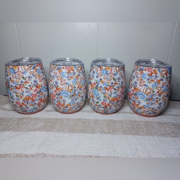 Matilda Jane Travel Tumblers Cups Wine insulated 11 oz Floral Set of 4 MJ - Picture 1 of 6